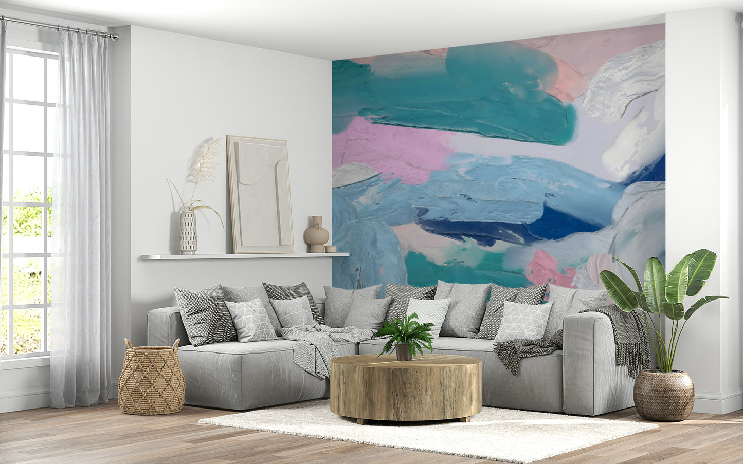 Azure Strokes Wall Mural