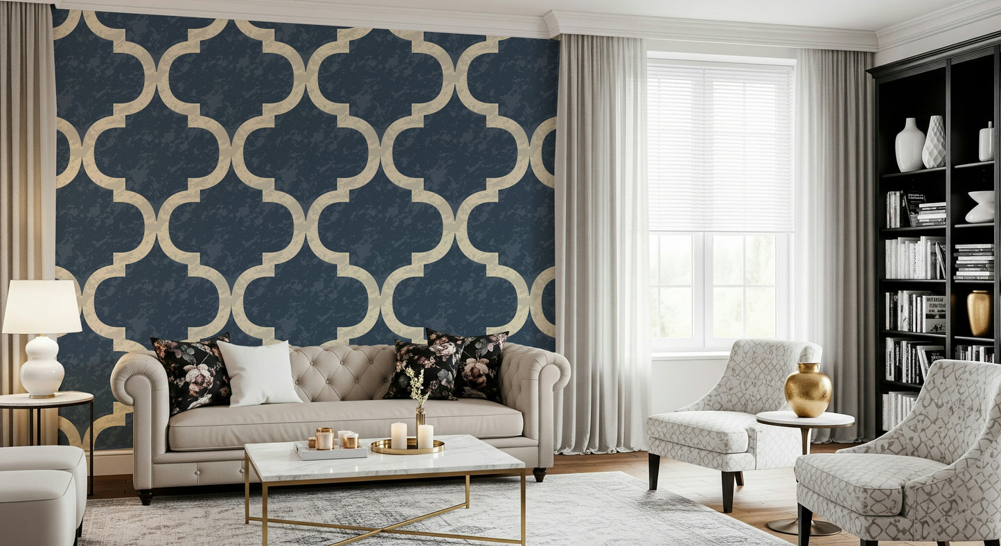 Moroccan Ogee - Twilight Blue Wallpaper⁠