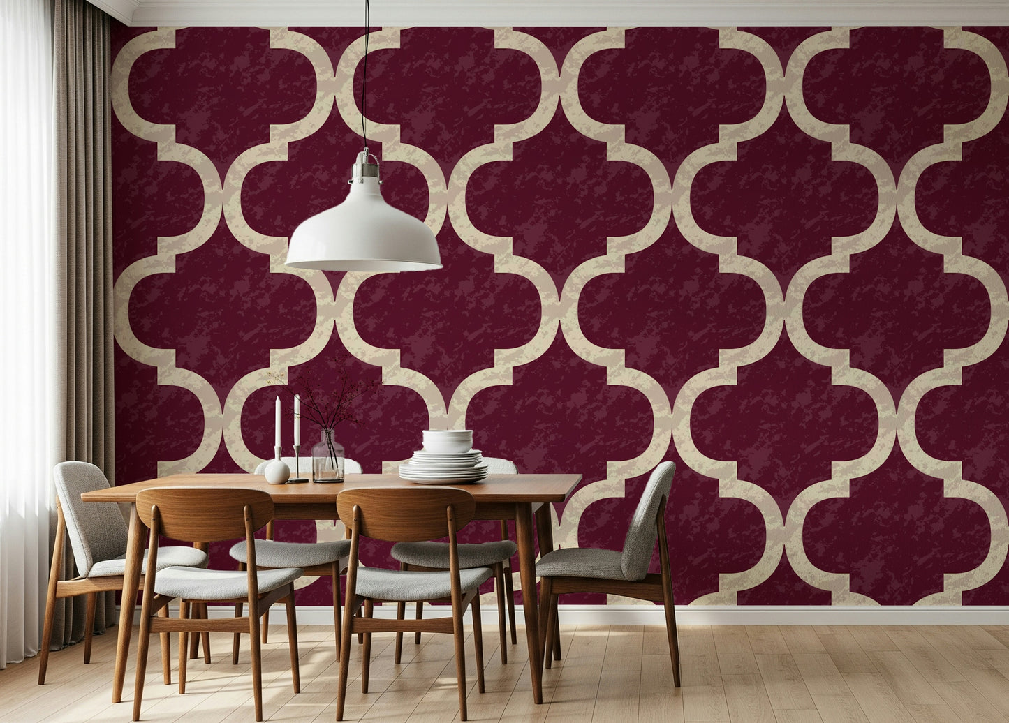 Moroccan Ogee - Cabernet Red Wallpaper⁠