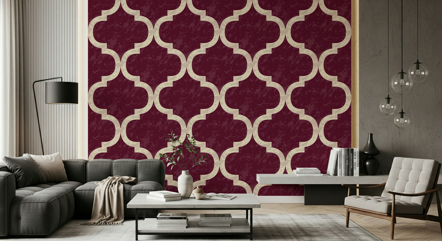 Moroccan Ogee - Cabernet Red Wallpaper⁠