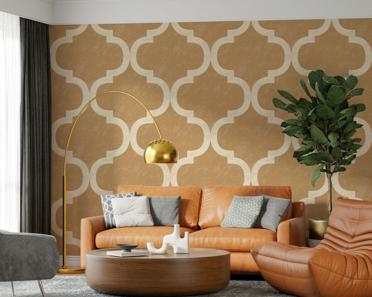 Moroccan Ogee - Golden Tan Wallpaper⁠