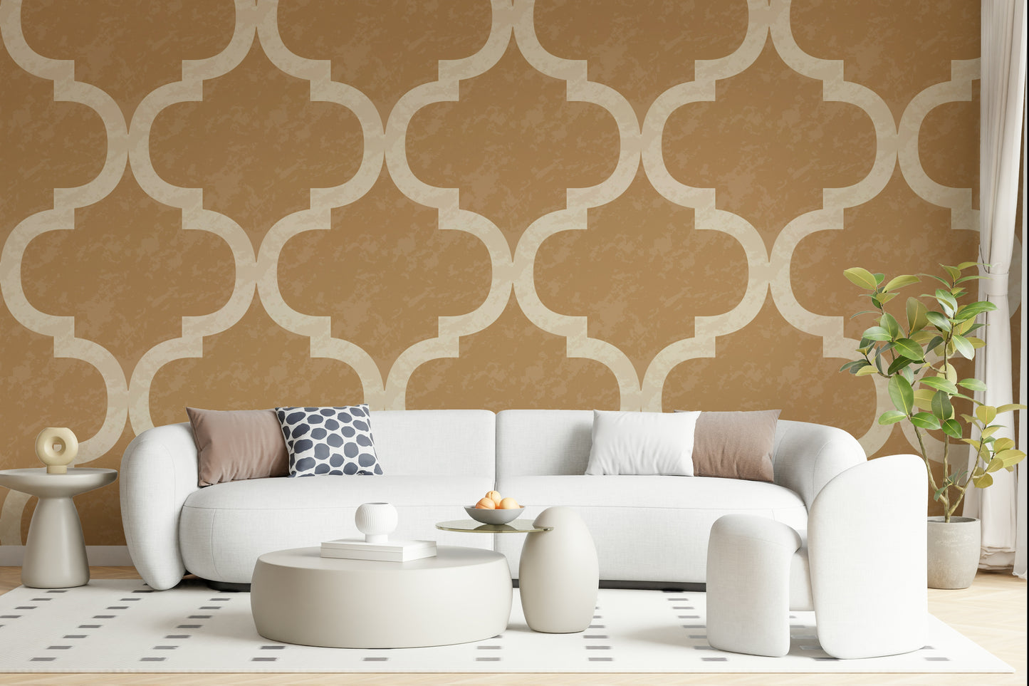 Moroccan Ogee - Golden Tan Wallpaper⁠