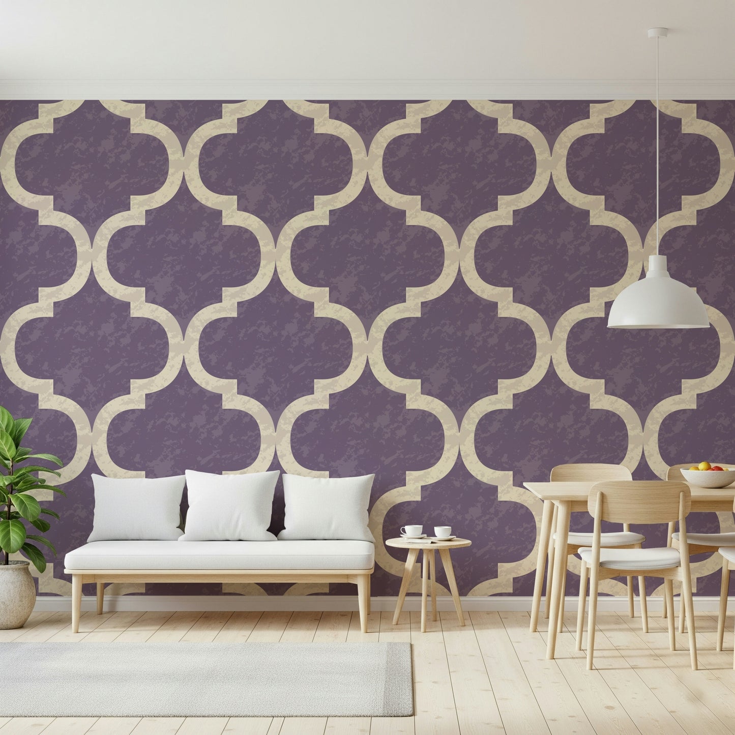 Moroccan Ogee - Grey Purple Wallpaper⁠