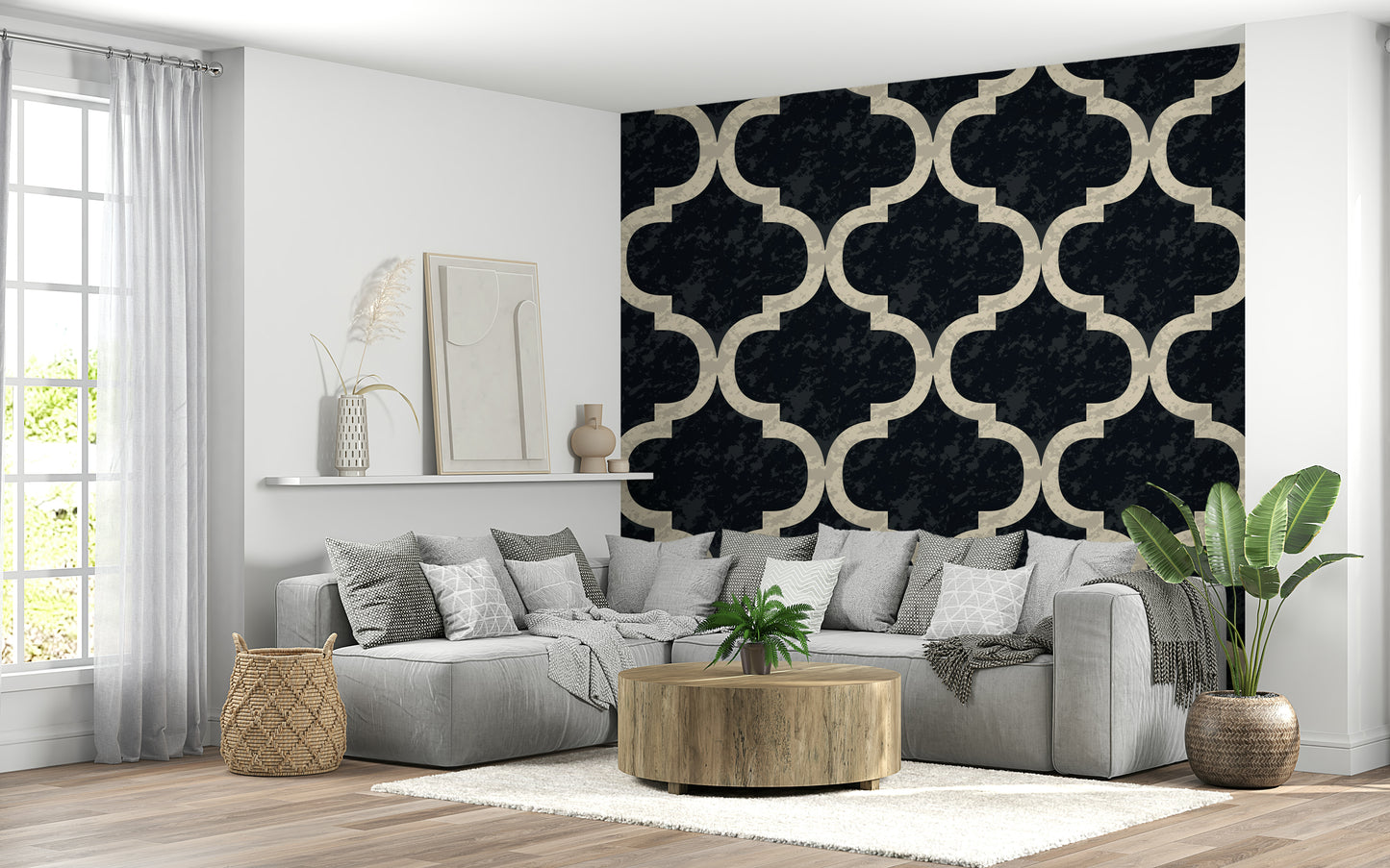 Moroccan Ogee - Ink Black Wallpaper⁠