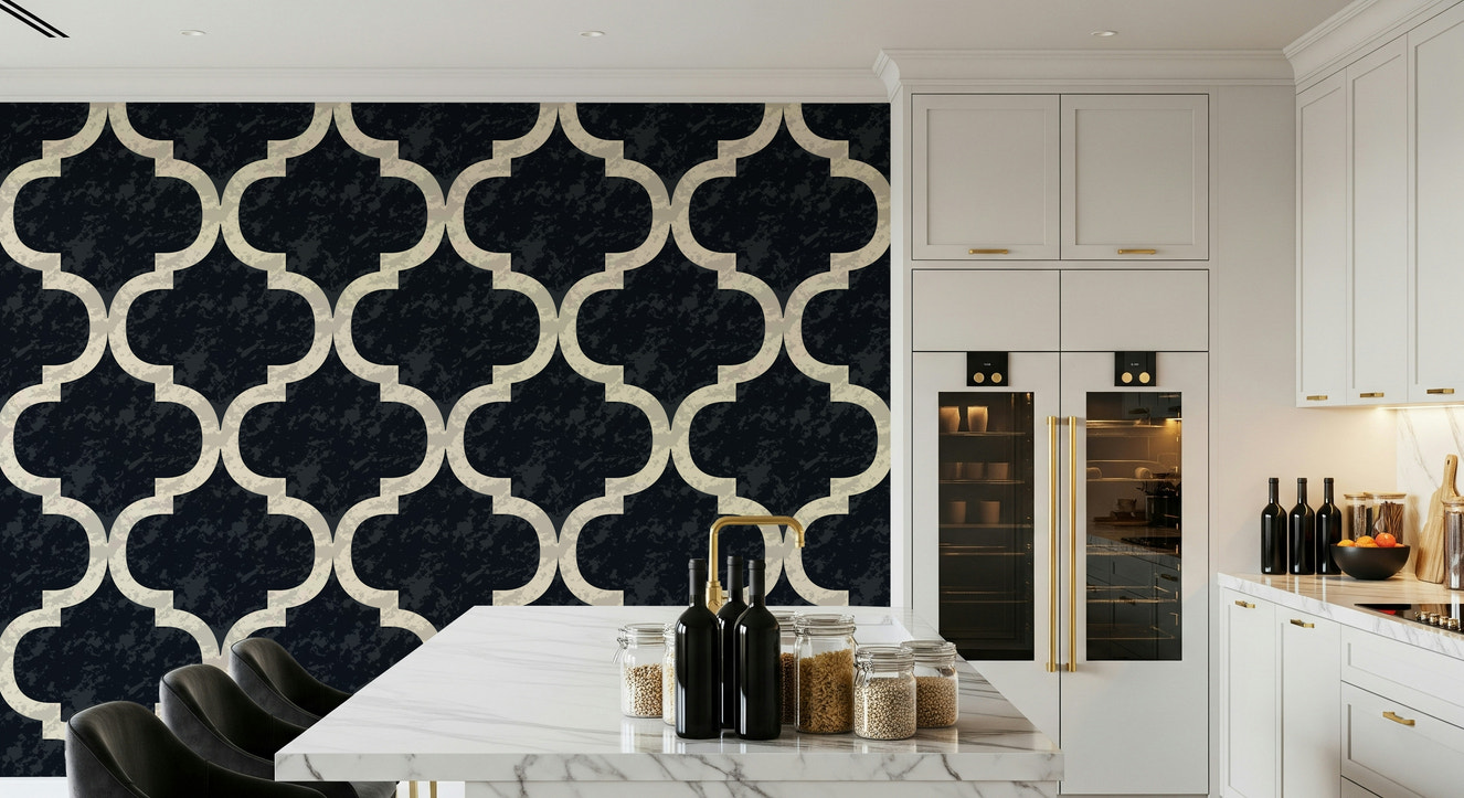 Moroccan Ogee - Ink Black Wallpaper⁠