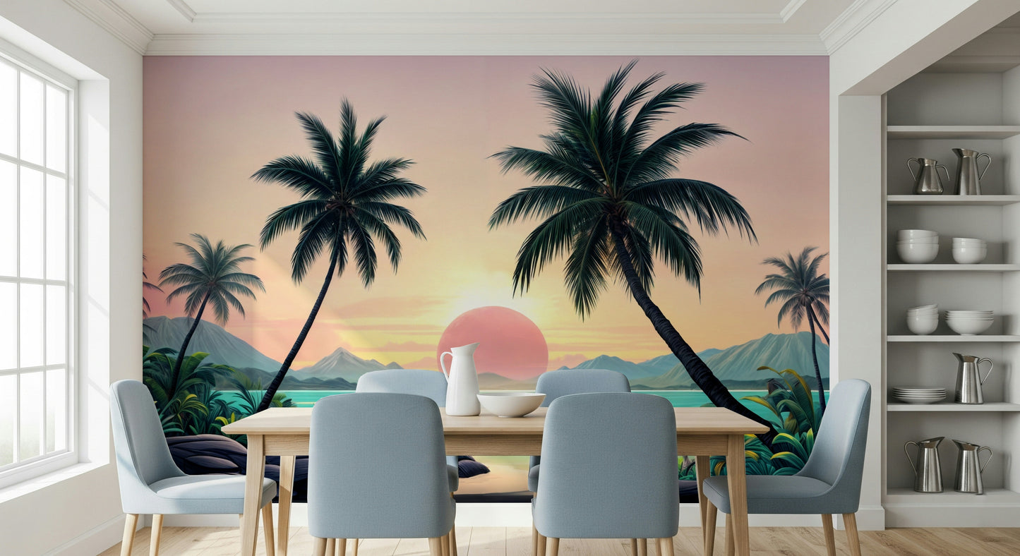 Tropical Sunset Wall Mural