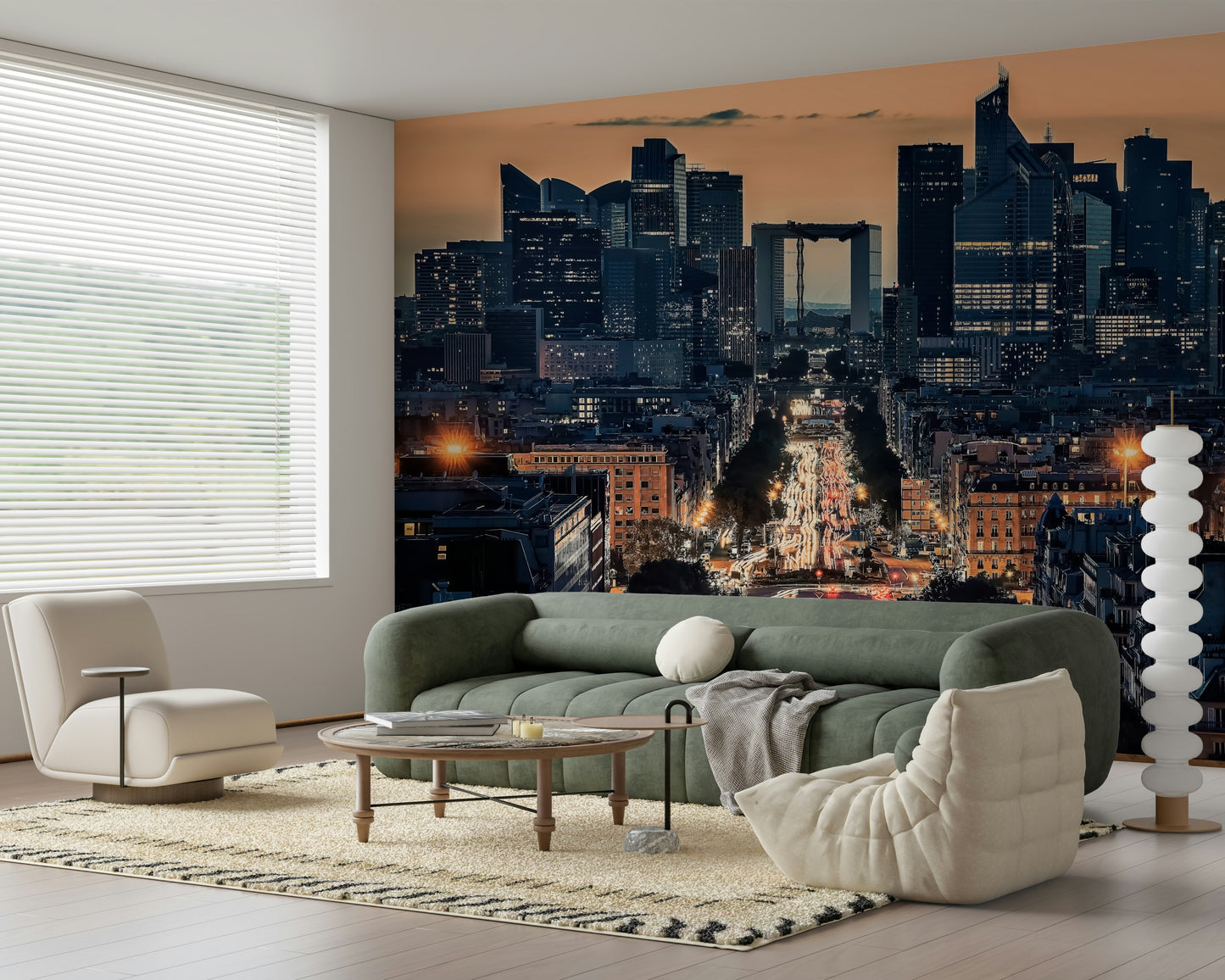 City of Lights at Dusk Wall Mural