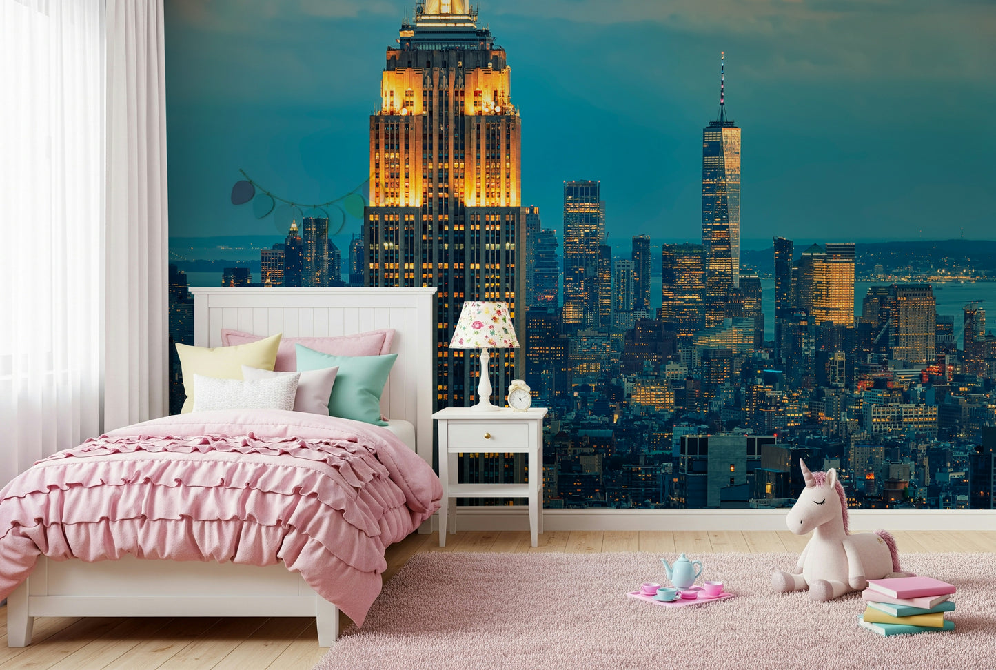 City Lights at Dusk Wall Mural