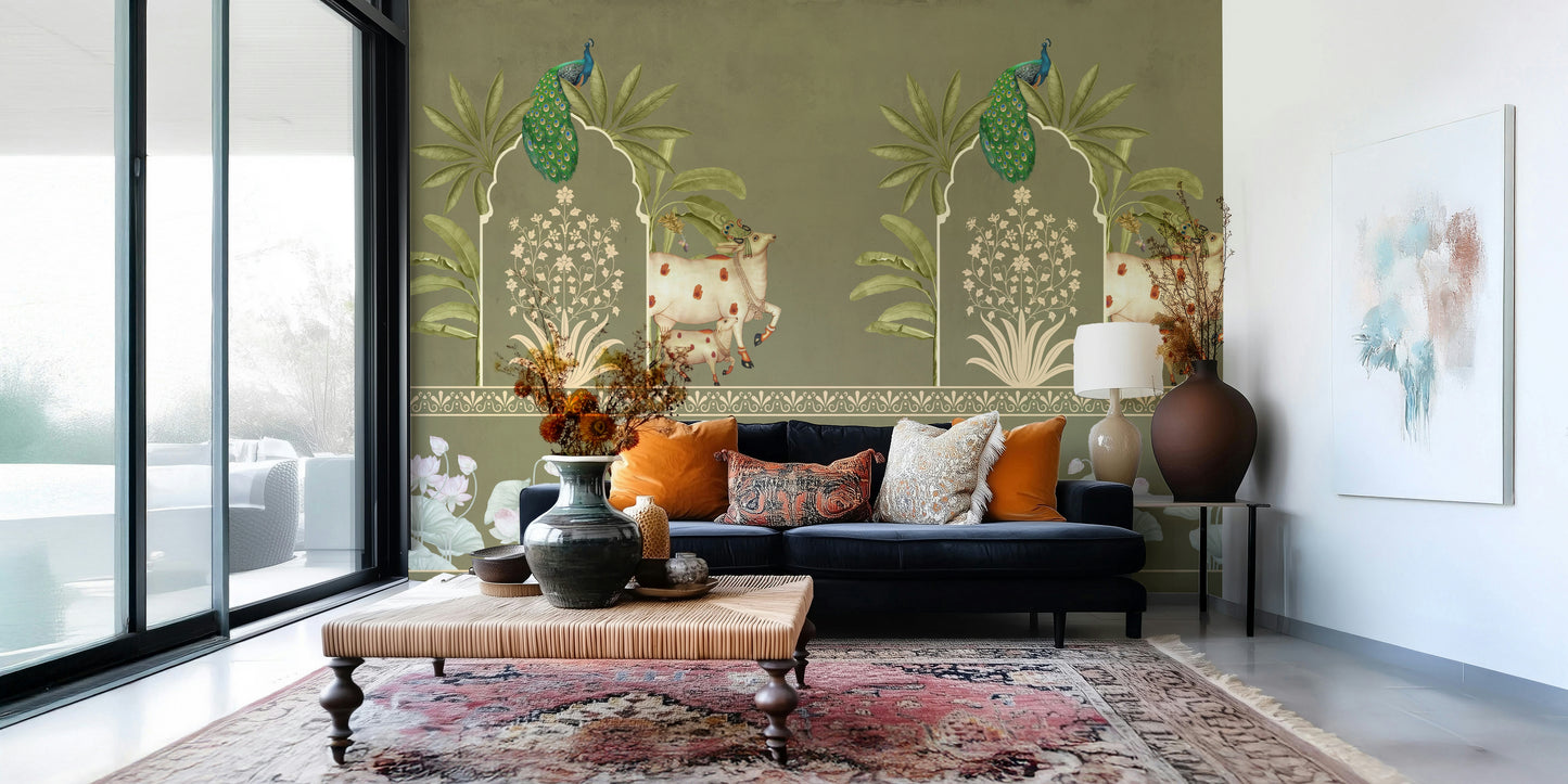 Tulsi-Green Kamdhenu Wall Mural