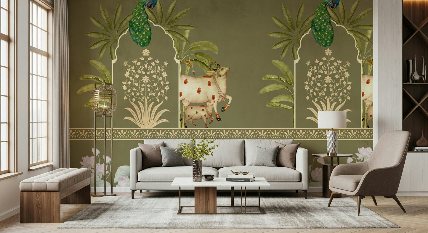 Tulsi-Green Kamdhenu Wall Mural