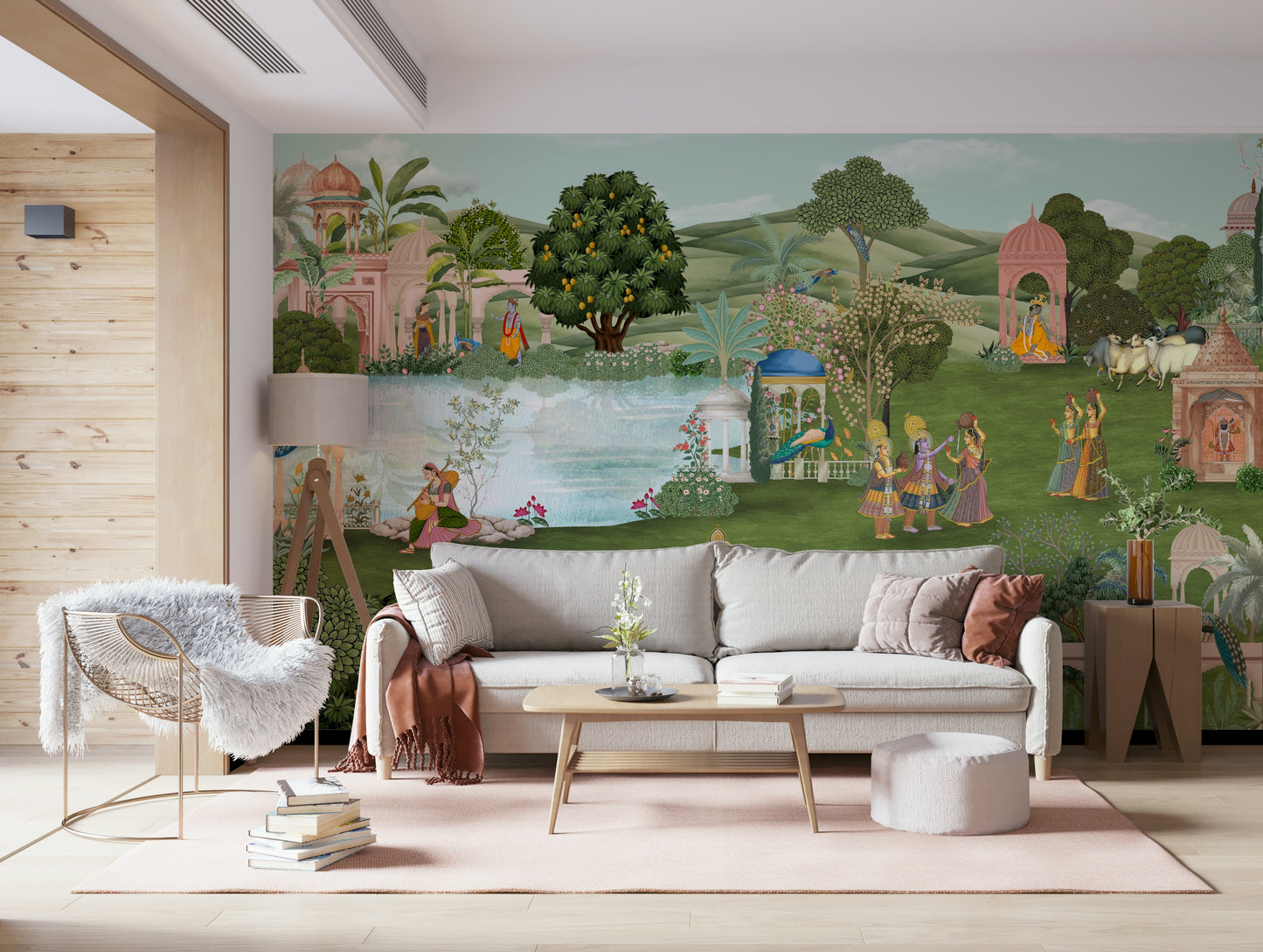 Pahari Peacocks Wall Mural