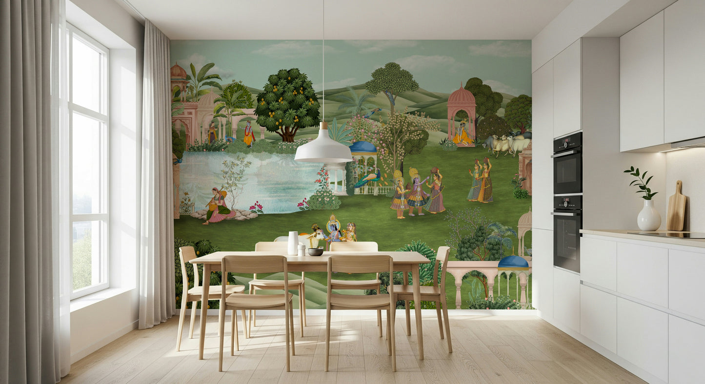 Pahari Peacocks Wall Mural