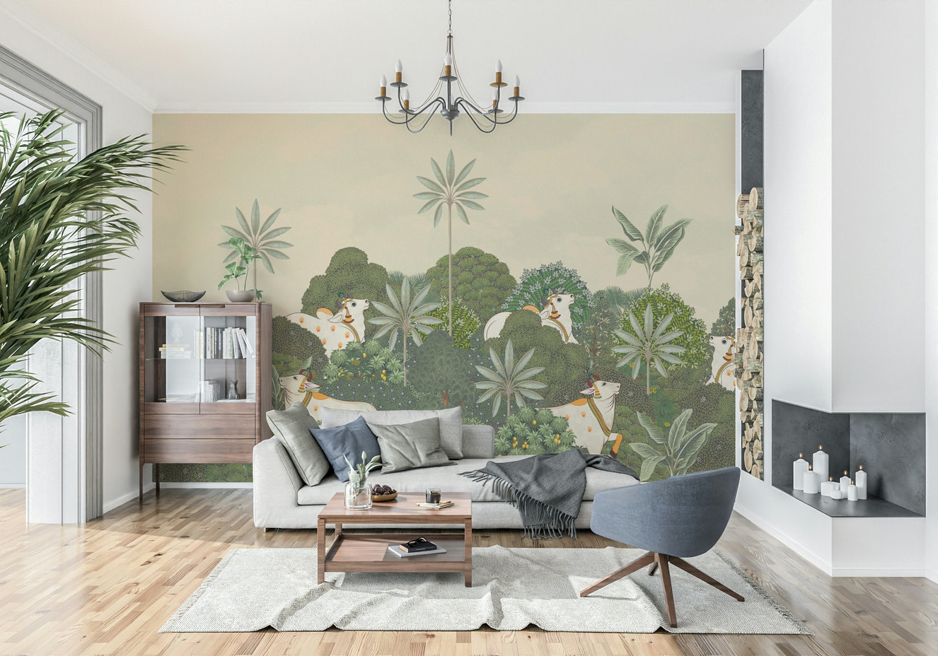 Tropical Pichwai Wall Mural