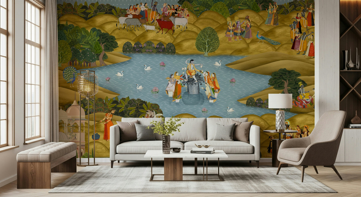 Teal Tapovan Wall Mural