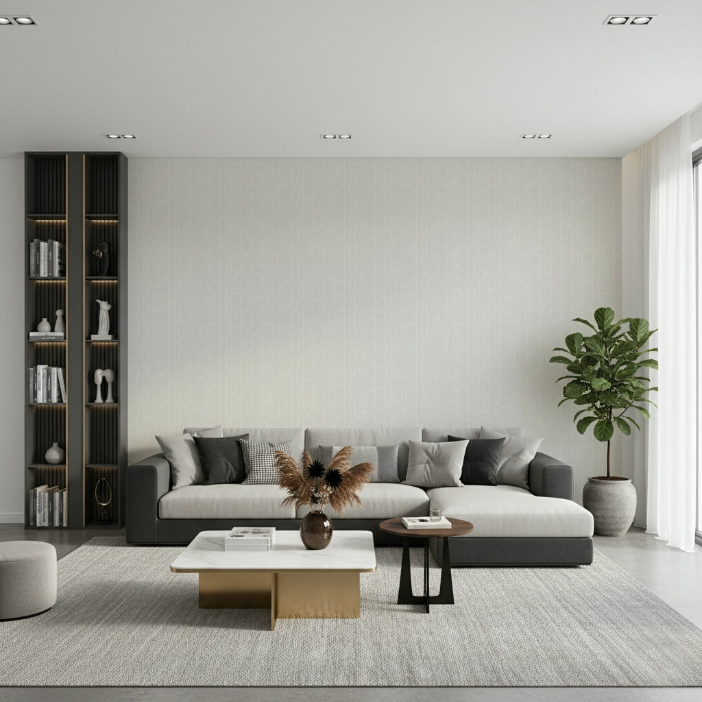 Elegant Lines Decor -  Cloud Dancer Canvas Wallpaper⁠