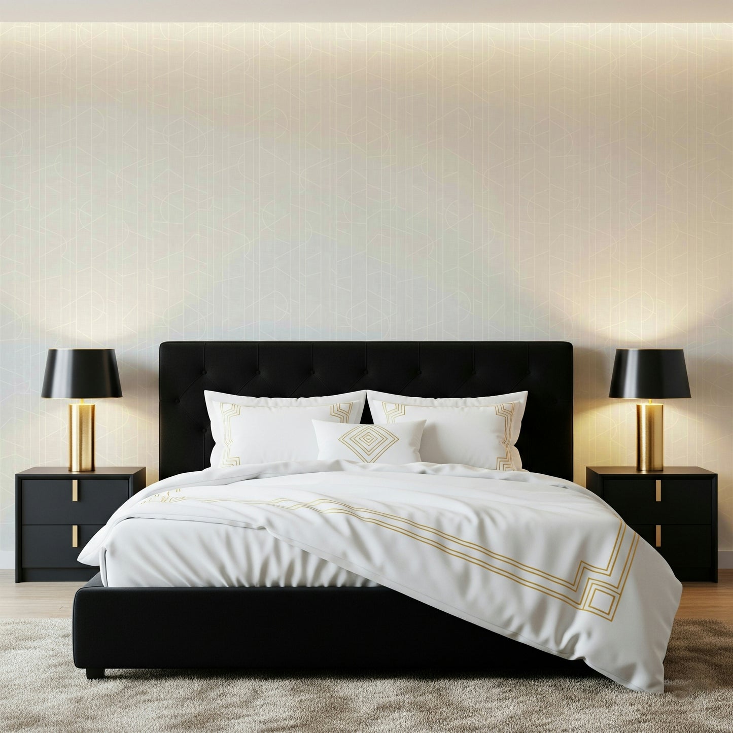 Elegant Lines Decor -  Cloud Dancer Canvas Wallpaper⁠