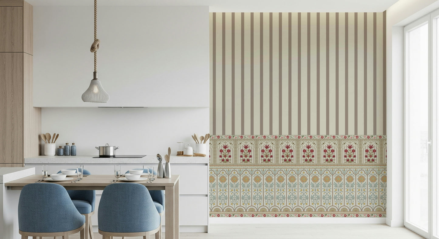 Regal Stripe & Bloom Wall Mural