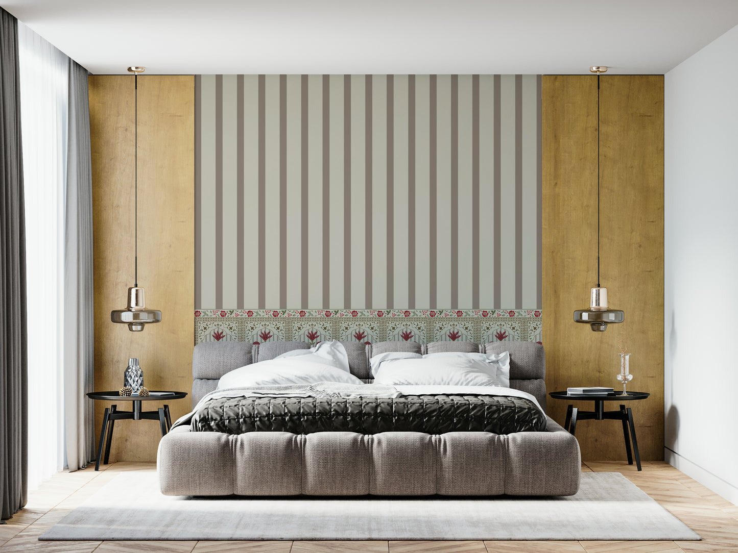 Regal Stripe & Bloom Wall Mural