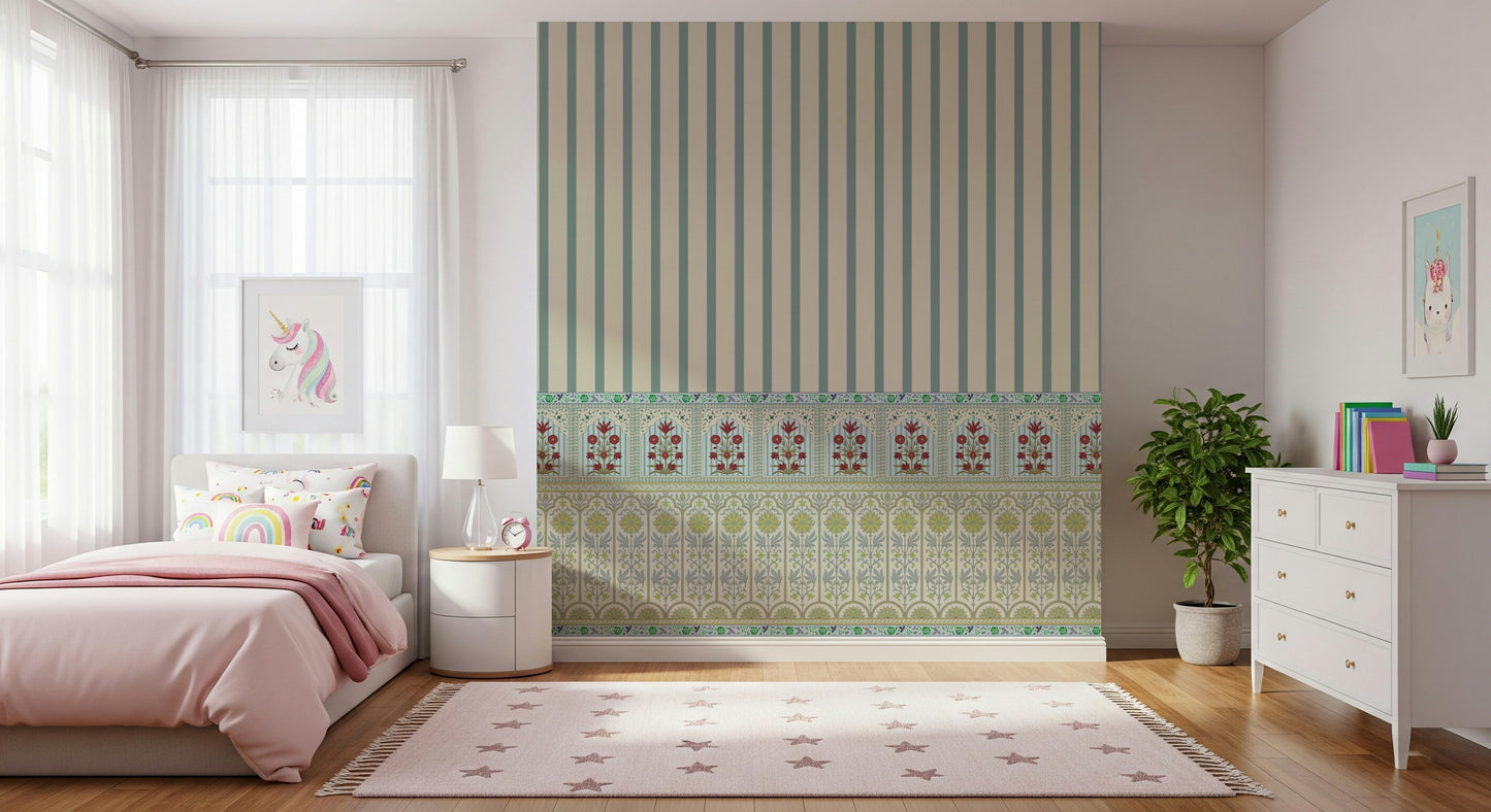 Striped Garden Border Wall Mural