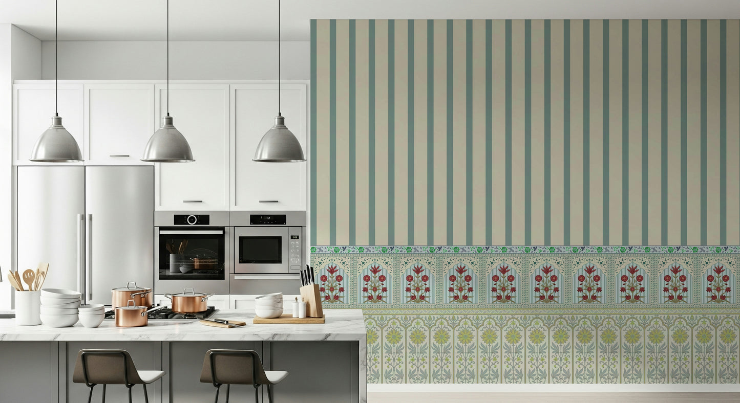 Striped Garden Border Wall Mural