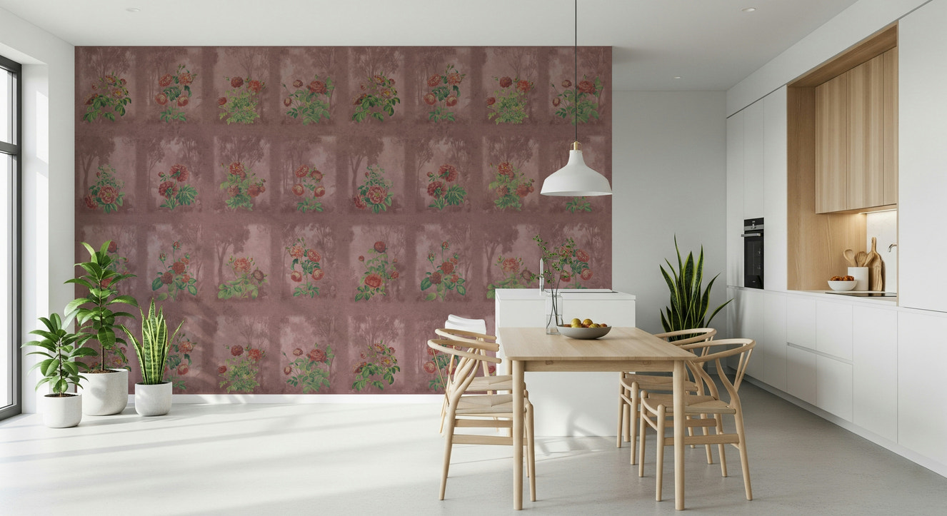 Vintage Rosewood Garden Wall Mural