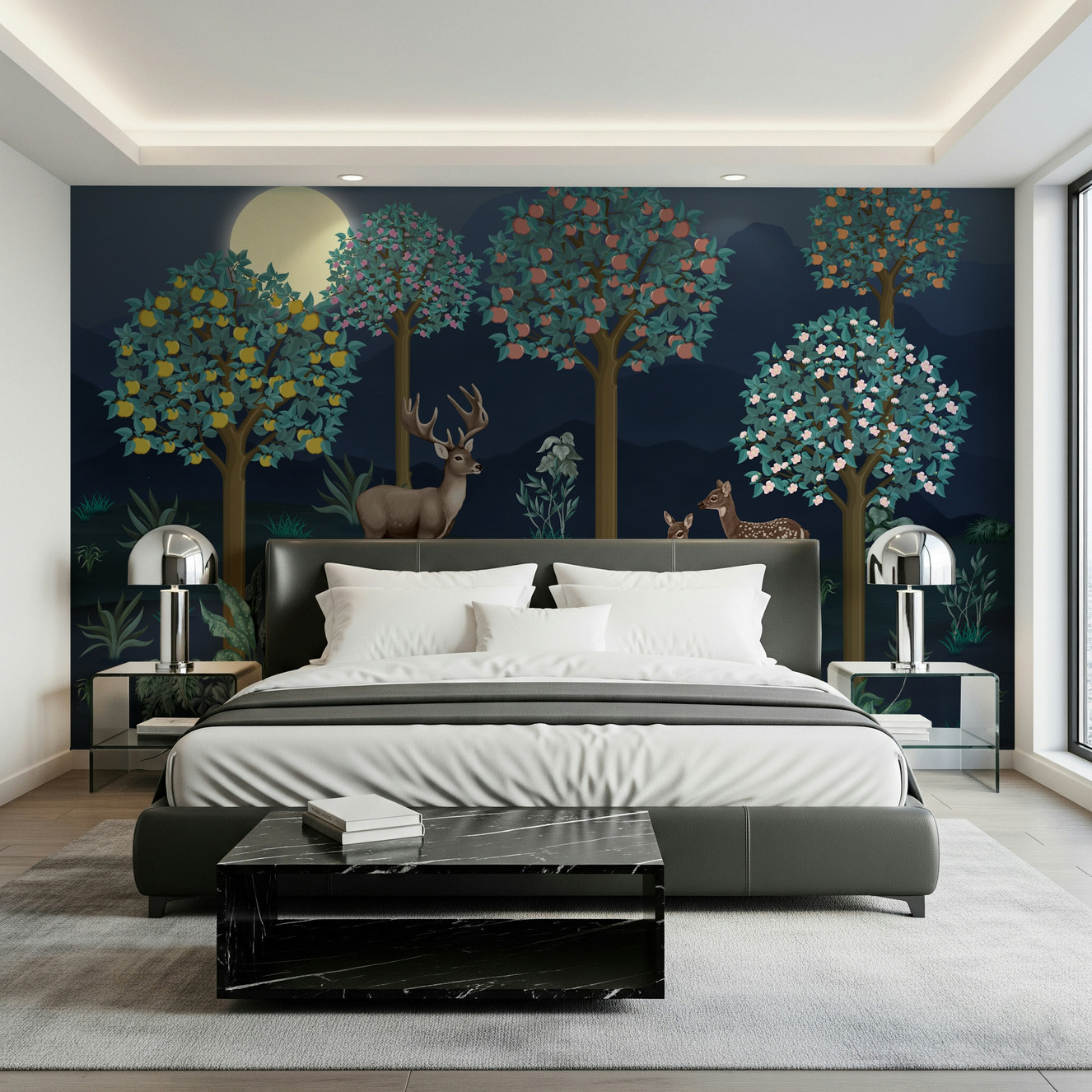 Deer in Bloom Wall Mural