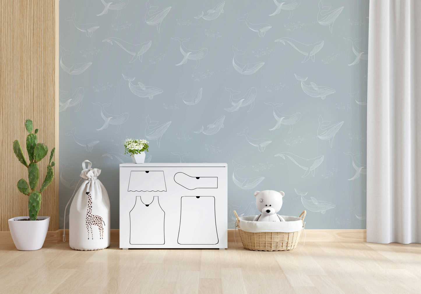 Aqua Whale Dreams Wall Mural