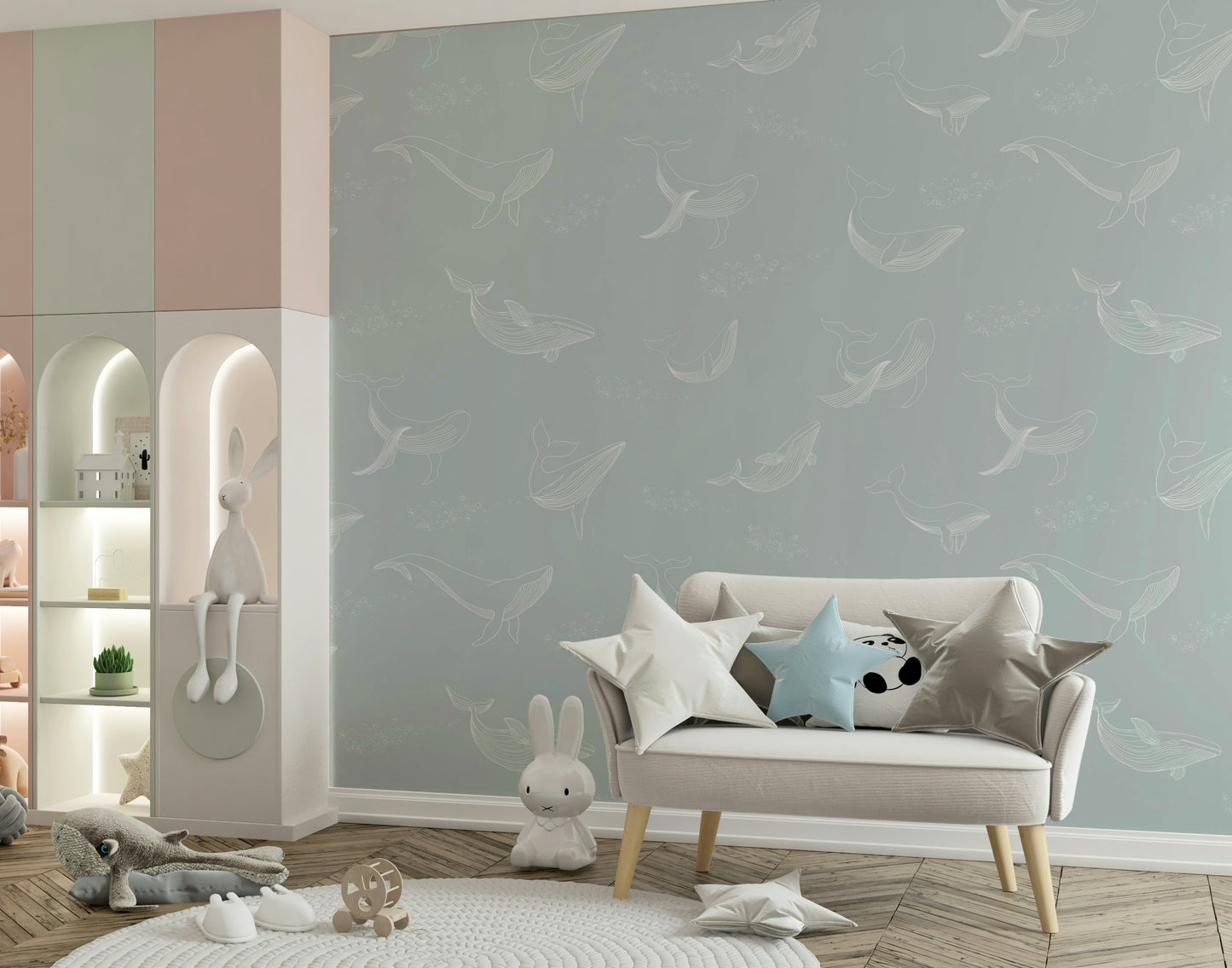 Aqua Whale Dreams Wall Mural