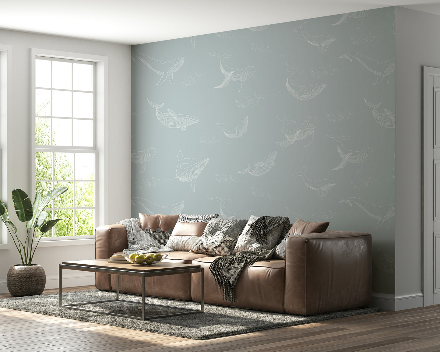 Aqua Whale Dreams Wall Mural