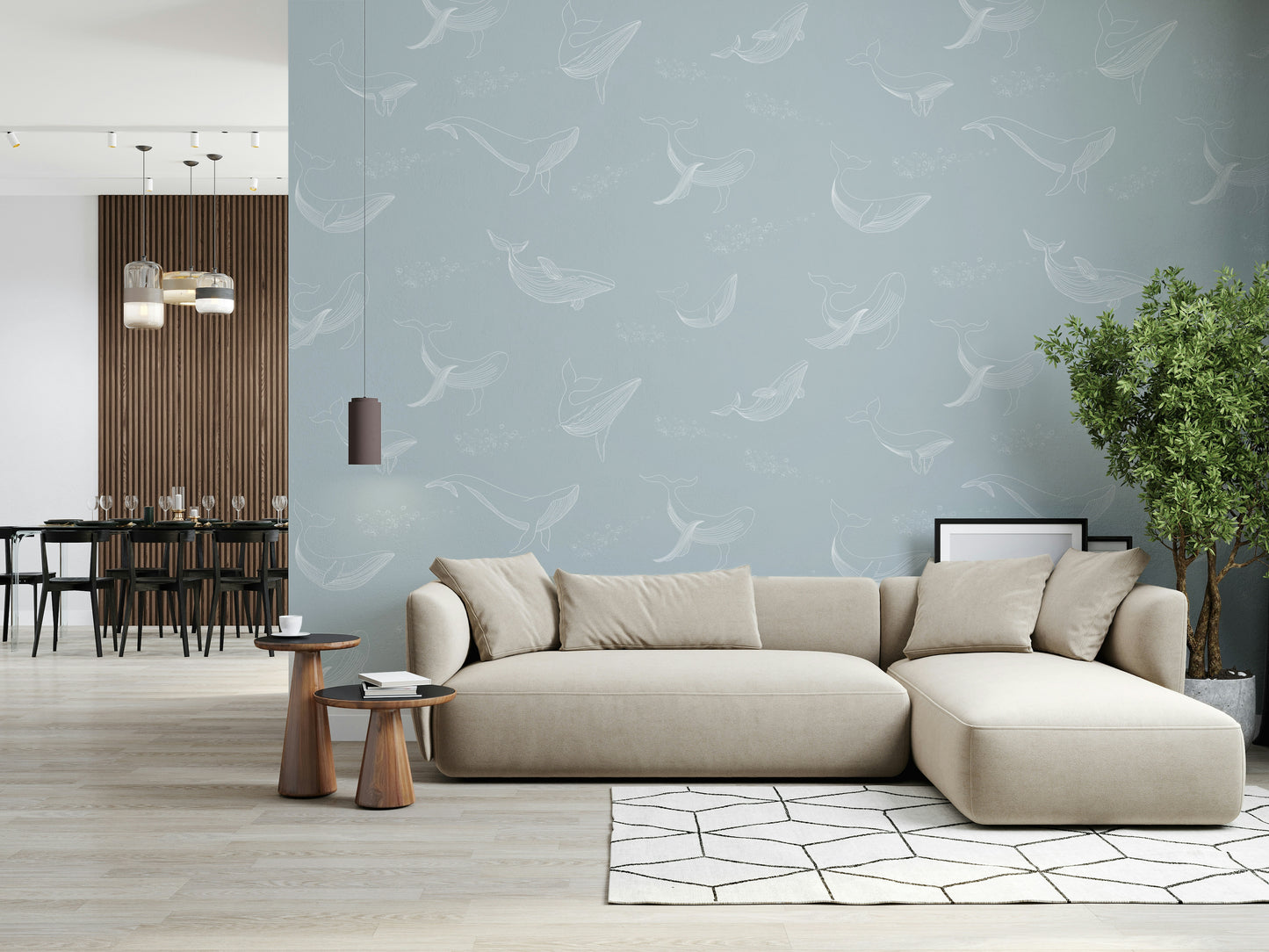 Aqua Whale Dreams Wall Mural