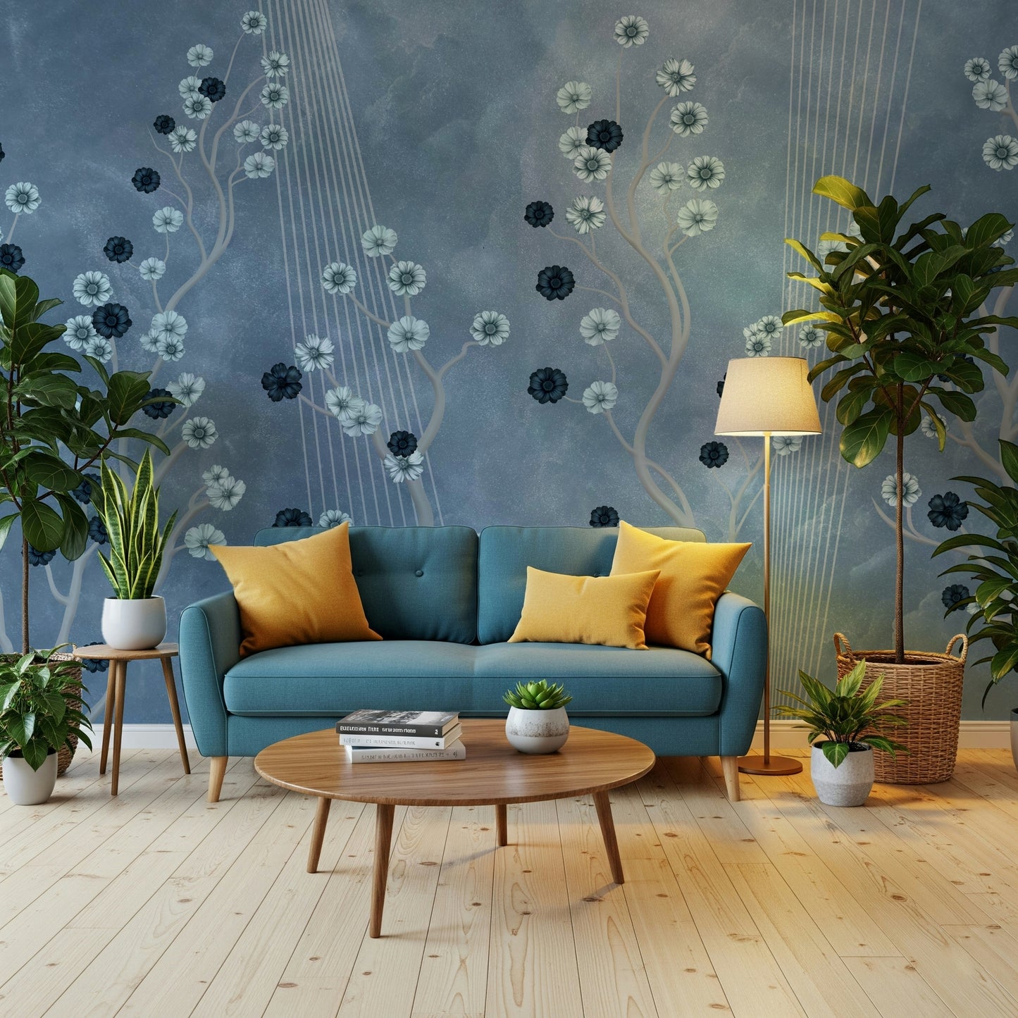 Indigo Bloom Trail Wall Mural
