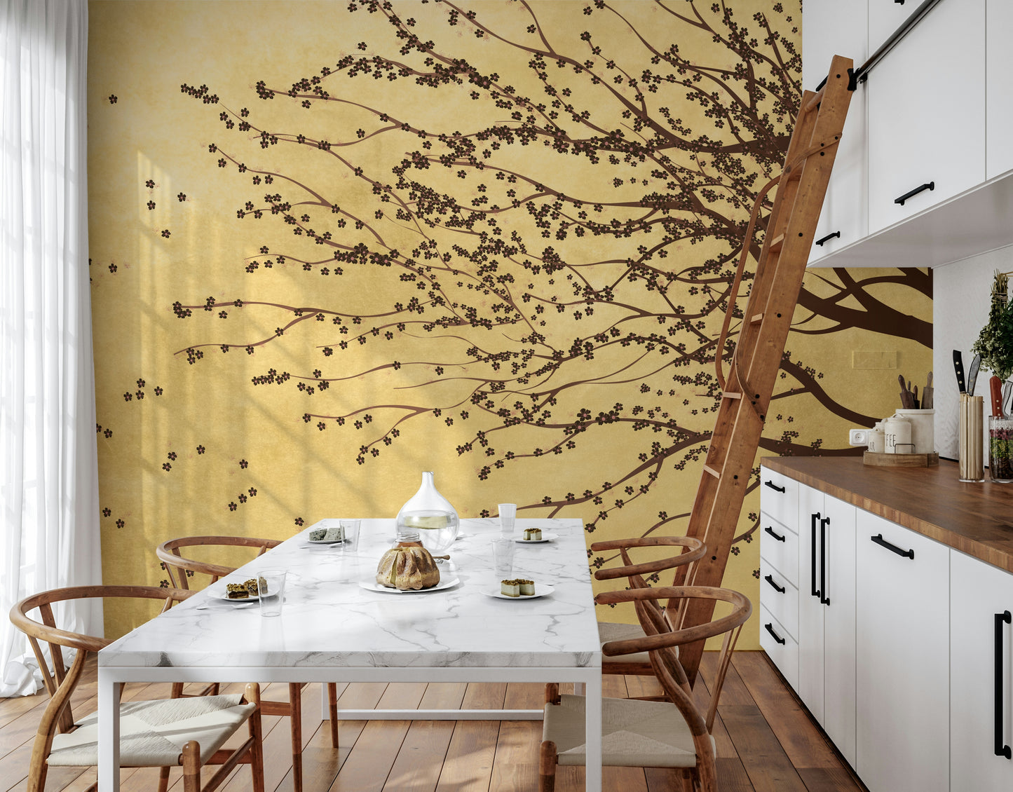 Golden Bloom Breeze Wall Mural