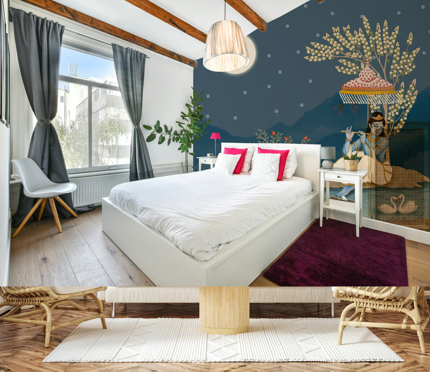 Krishna's Lunar Serenity Wall Mural