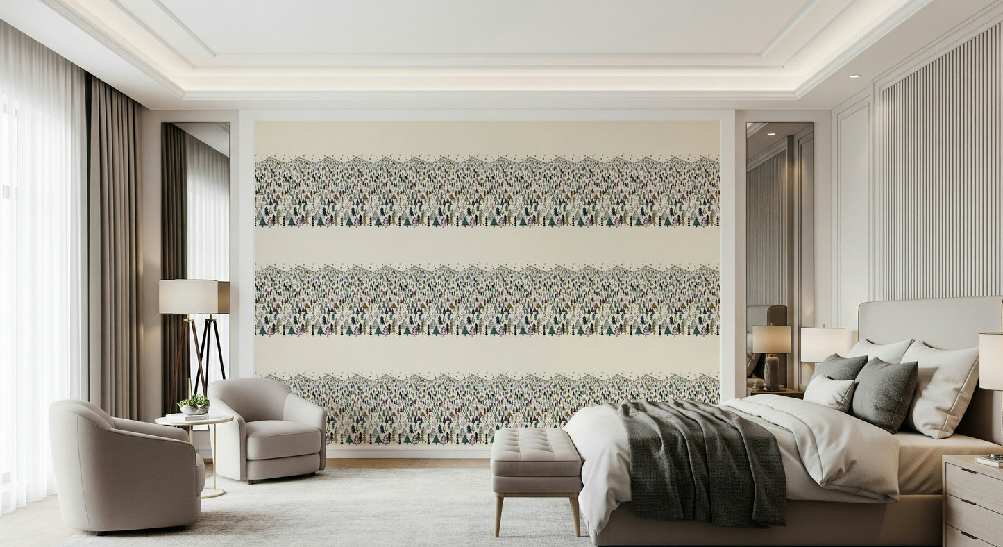 Mountain Trees Forest Purple Wallpaper⁠