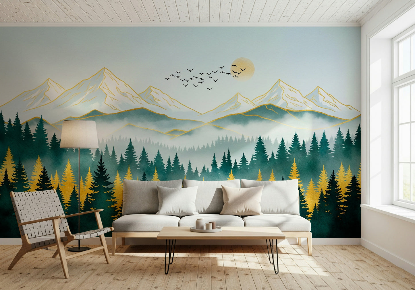 Golden Peaks Wall Mural