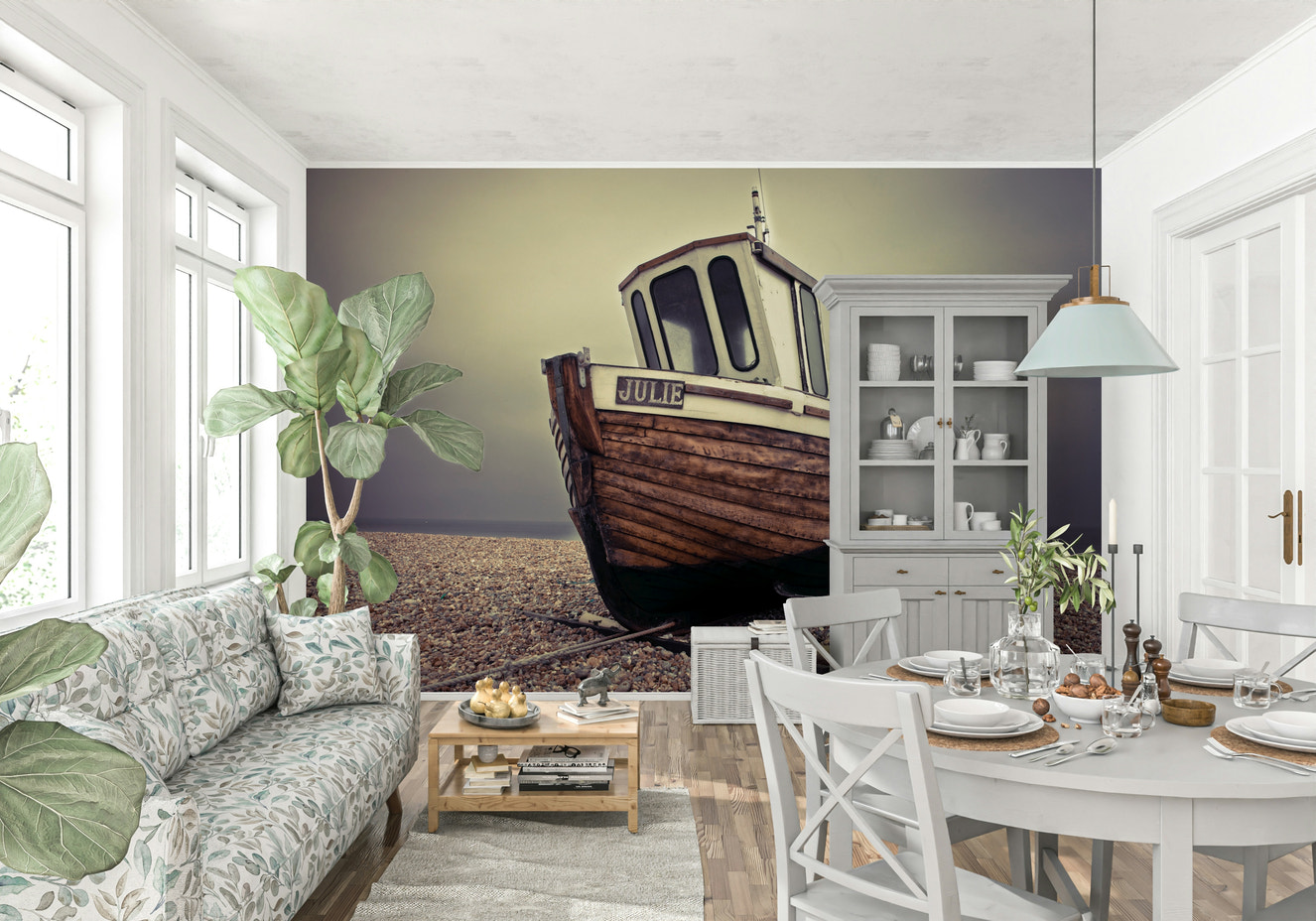 Moored Tranquility Wall Mural