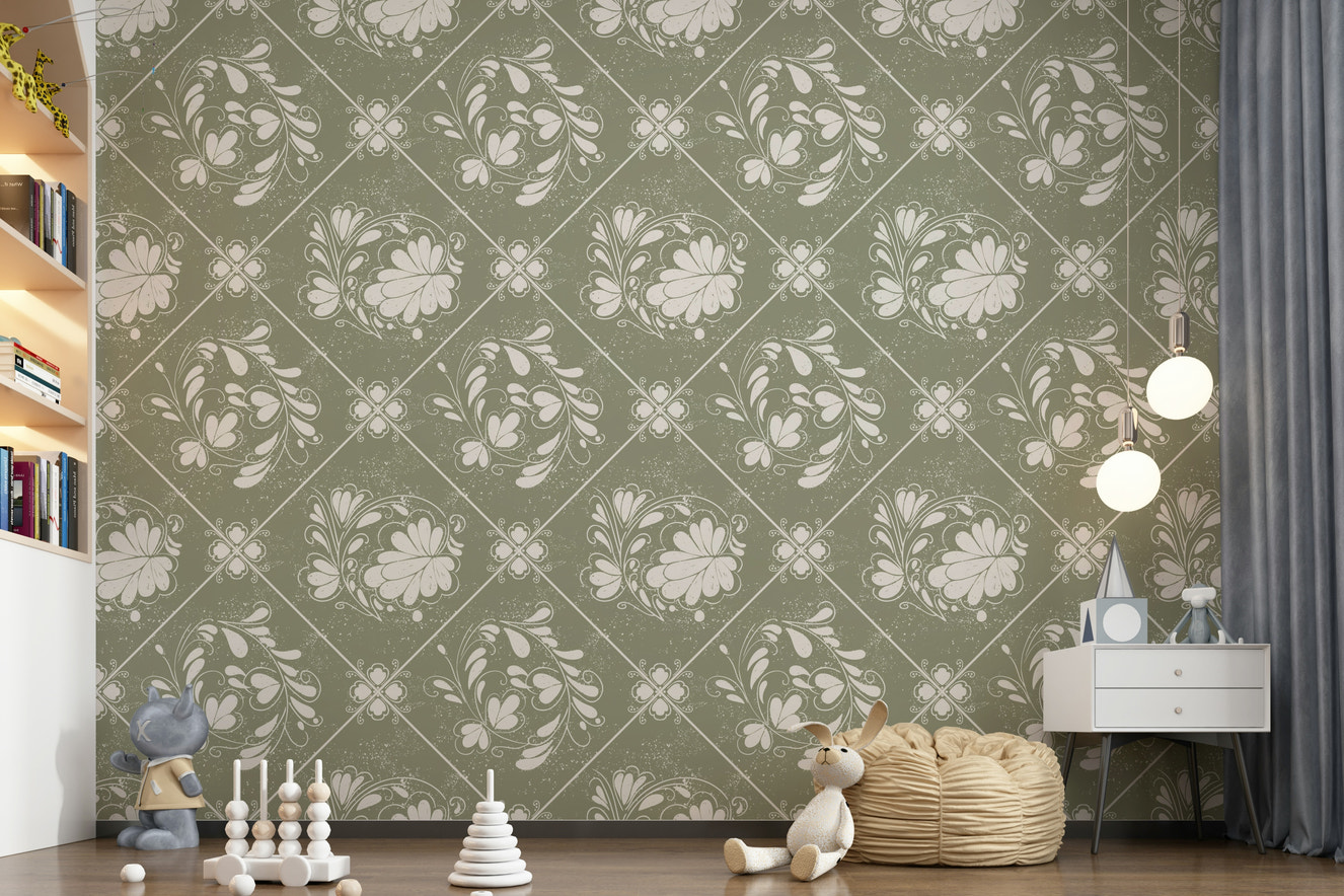 Distressed Diamond Flora Wallpaper⁠