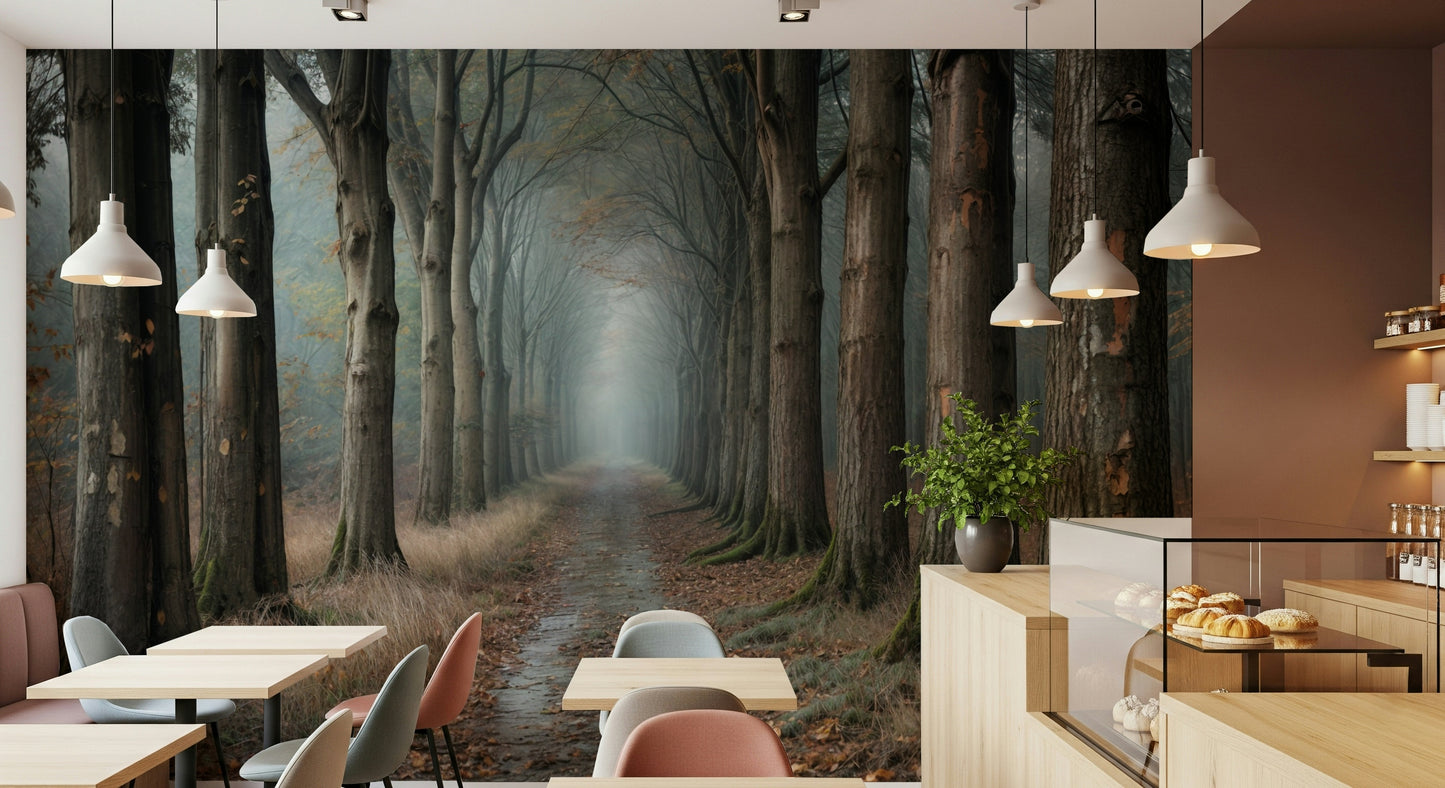 Misty Forest Path Wall Mural