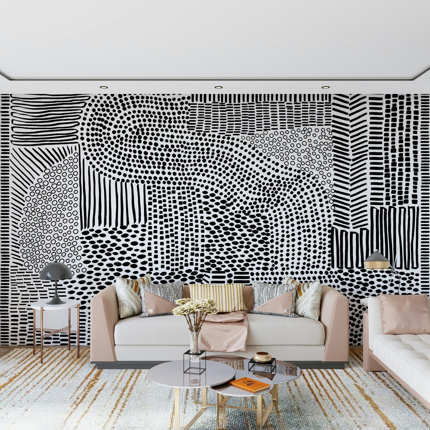 Black And White Maze Wall Mural