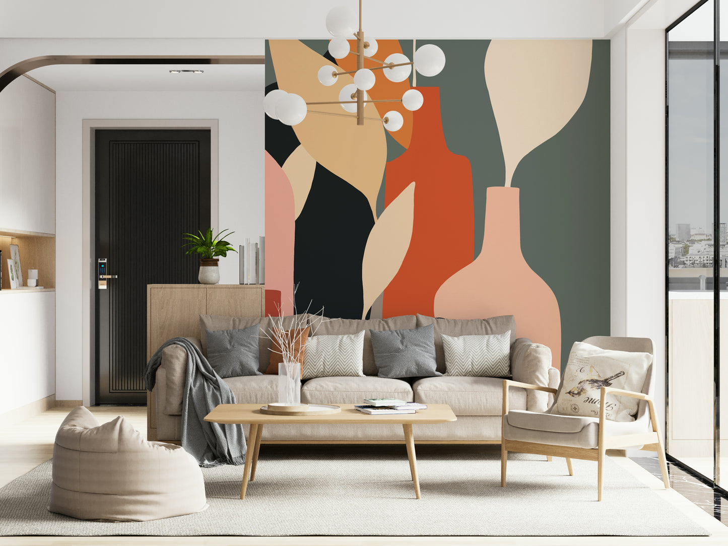 Earthy Hues Bottle Decor Wall Mural