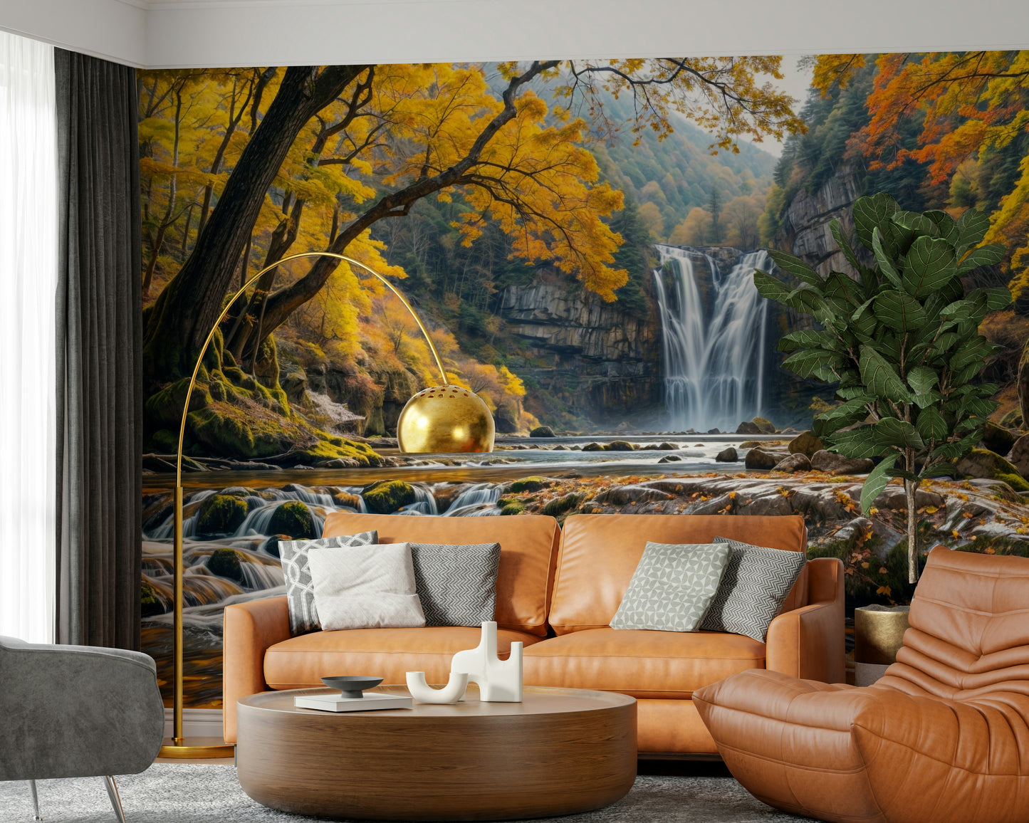 Golden Falls Wall Mural