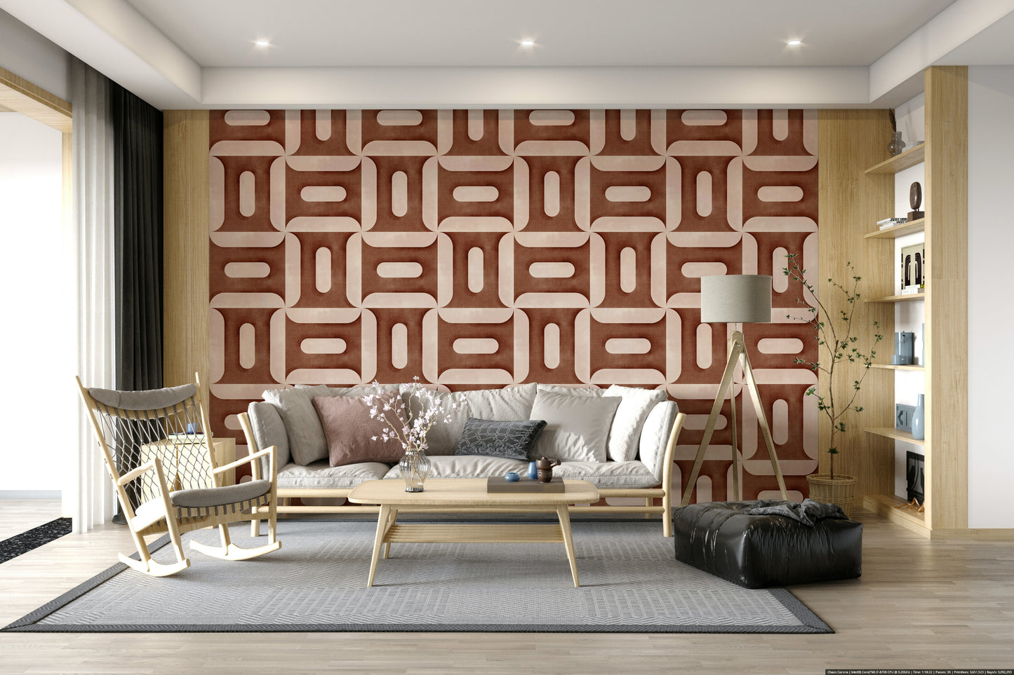 Modern Textured Geometries Copper Wallpaper⁠