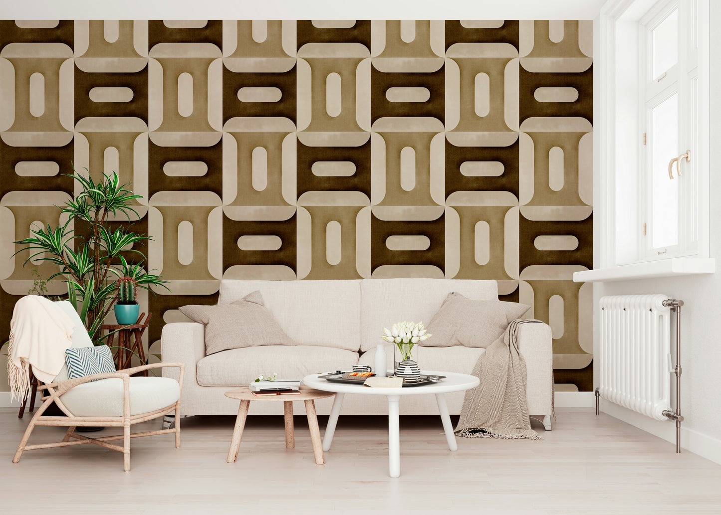 Modern Textured Geometries Earthy Wallpaper⁠