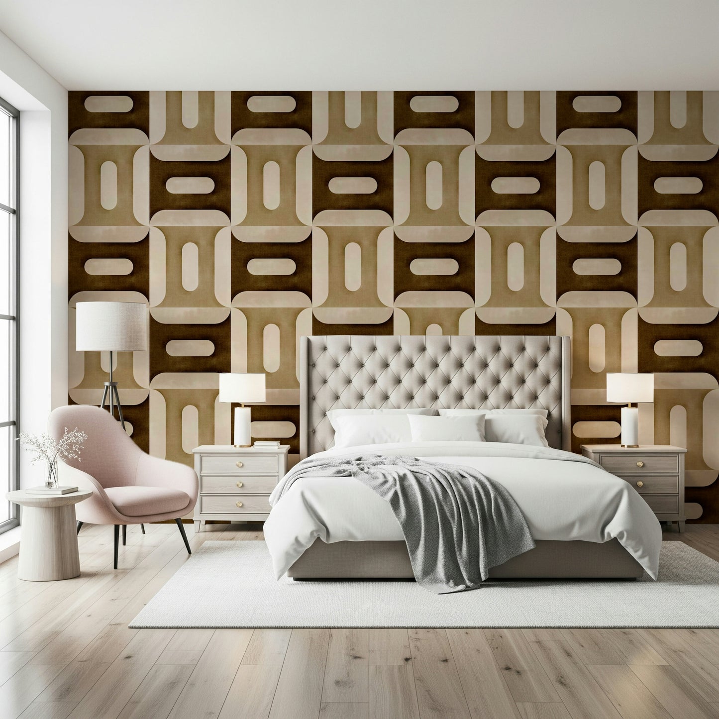 Modern Textured Geometries Earthy Wallpaper⁠