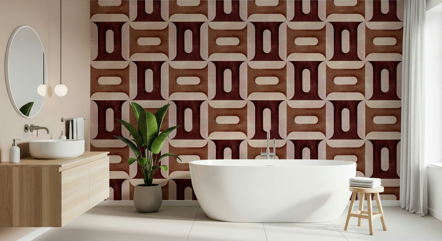Modern Textured Geometries Clay Wallpaper⁠