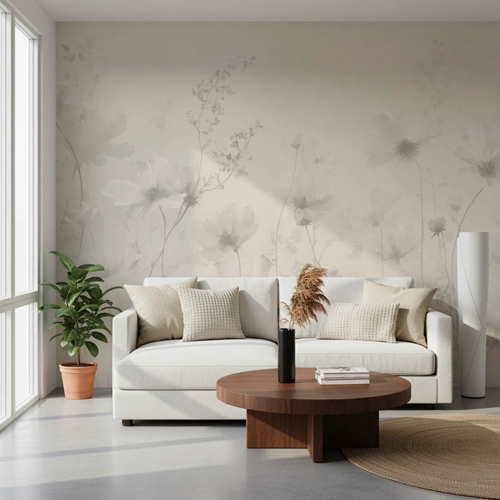 Poetic Soft Floral – Linen Wall Mural