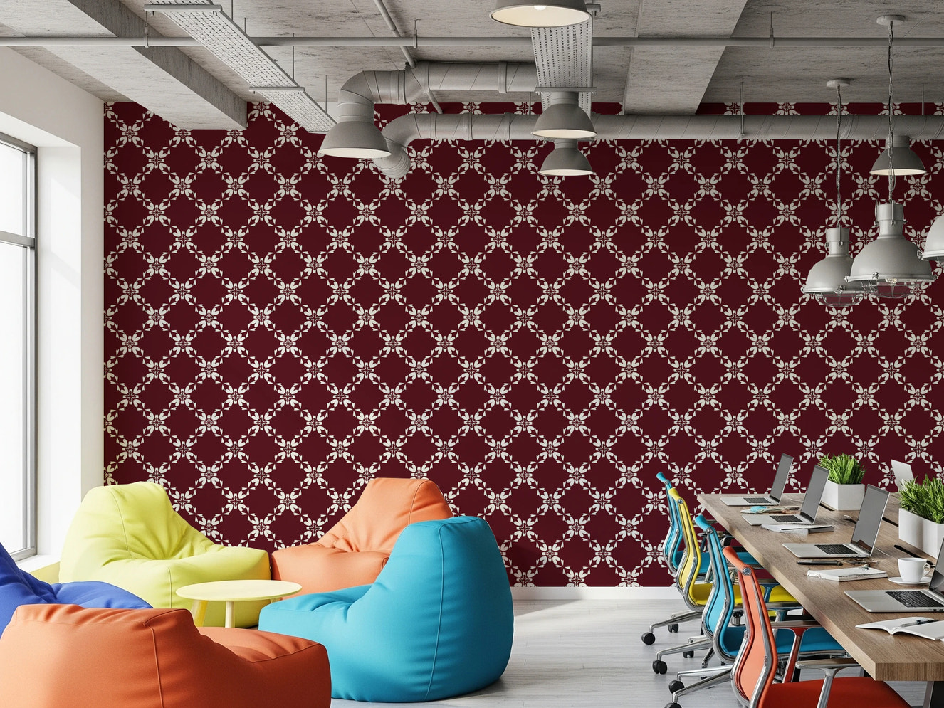 Maroon Lattice Wallpaper⁠