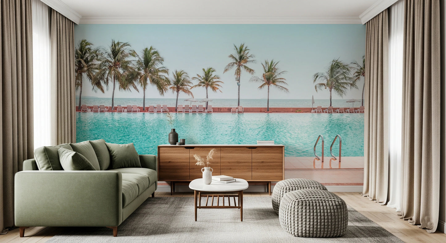 Tropical Poolside Wall Mural