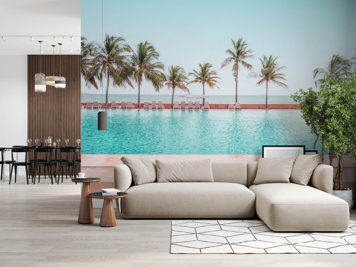 Tropical Poolside Wall Mural