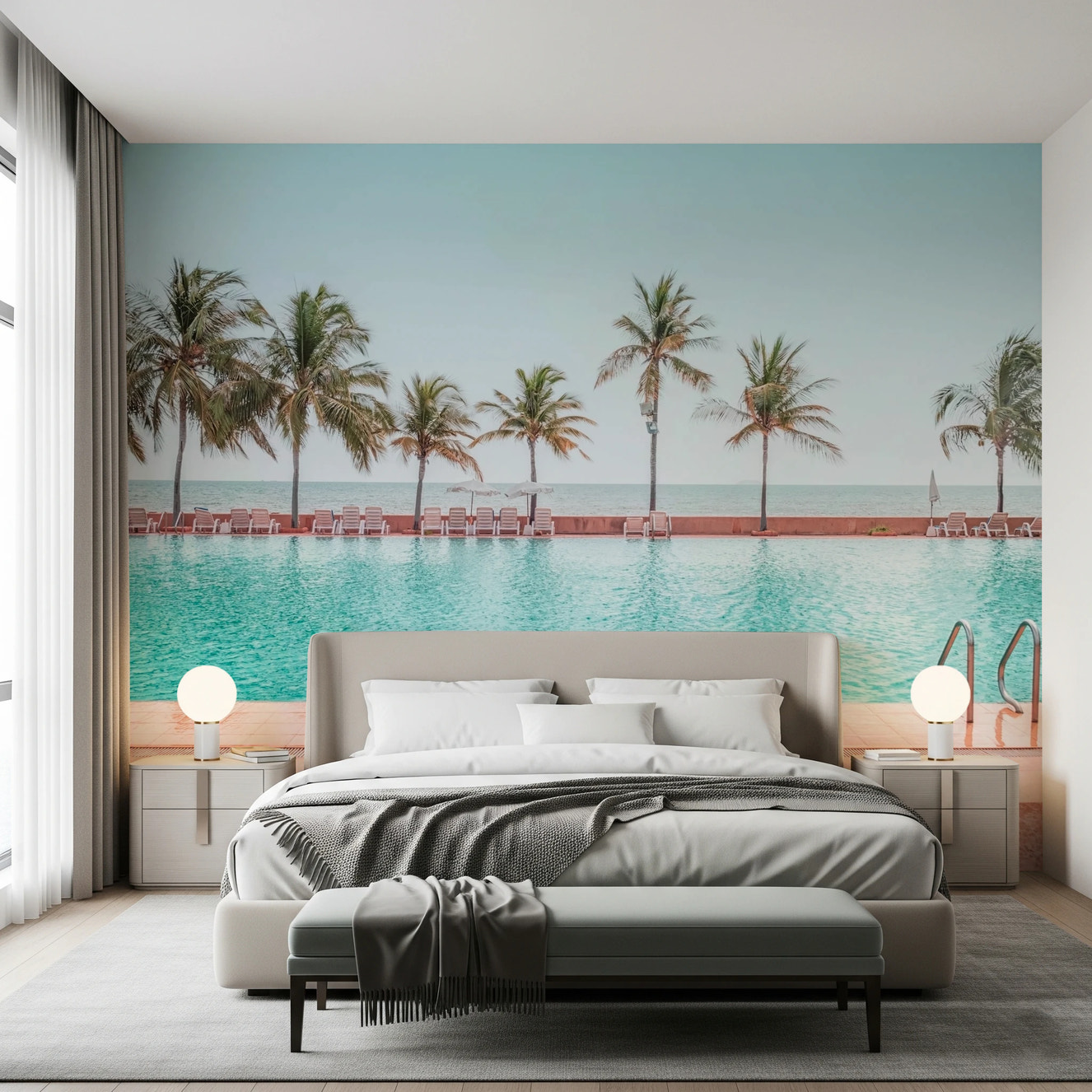 Tropical Poolside Wall Mural